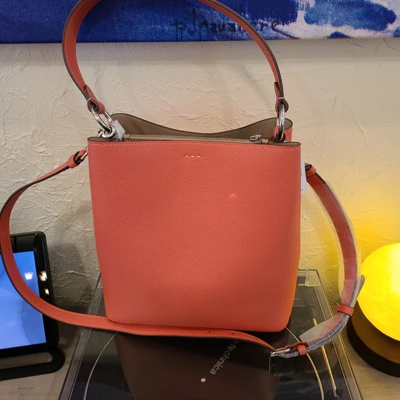COACH 91122 LEATHER TOWN BUCKET BAG TANGERINE TAUP - Picture 3 of 10